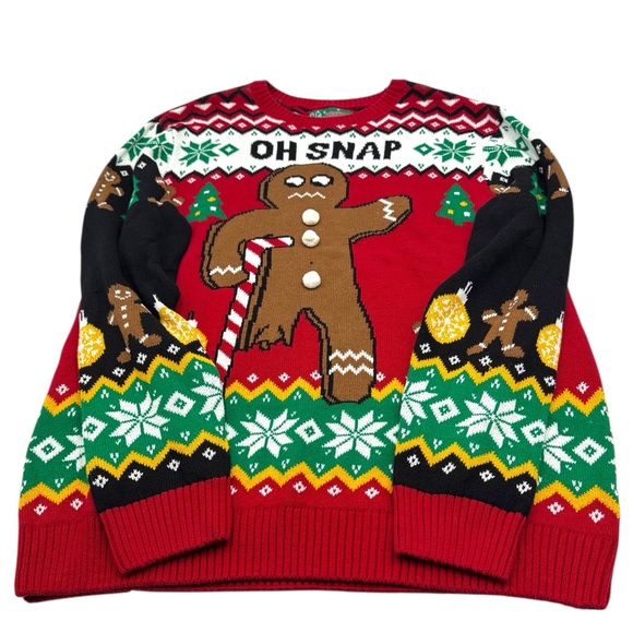 Ugly Christmas Sweater! “Oh Snap" Gingerbread Holiday Knit Pullover Size XXL - Picture 5 of 15
